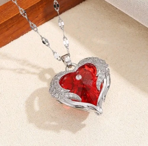Crystal heart necklace - crystal,