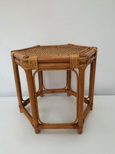 Vintage Bamboo Rattan Hexagonal Stool 29cm