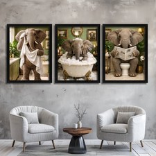 Elephant Bathroom Wall Art Set