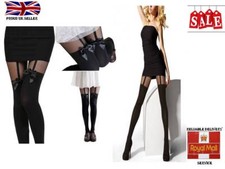 MOCK SUSPENDER STOCKINGS TIGHTS sexy tights with bow