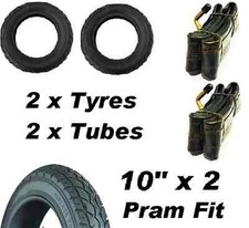 2 x Pram Tyres & 2 x Tubes 10"