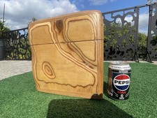 Wooden Storage Box Cube Shape Bespoke Unique Carved Pattern Wood Stool 27cm Ply