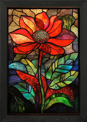 Stained glass flower - stained, framed