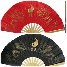 1x LARGE WOOD YIN-YANG BURLESQUE CHINESE COTTON DECORATIVE FANCY DRESS HAND FAN