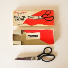 Vintage PINKING SHEARS Fabric Scissors with box 7" - Ribbon / Chrome #2