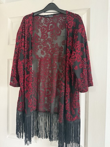 Open front devoré kimono - devoré,