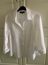 Jaeger womens white cotton shirt/blouse, size 14, semi fitted