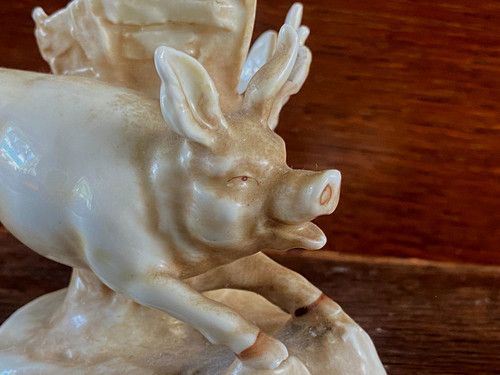 Antique porcelain pig figurine - porcelain,