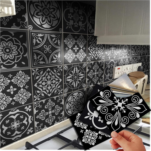 Black tile stickers - 48,