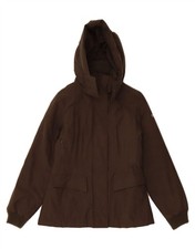 SLAM Womens Hooded Windbreaker Jacket UK 38 Medium Brown Cotton DV50