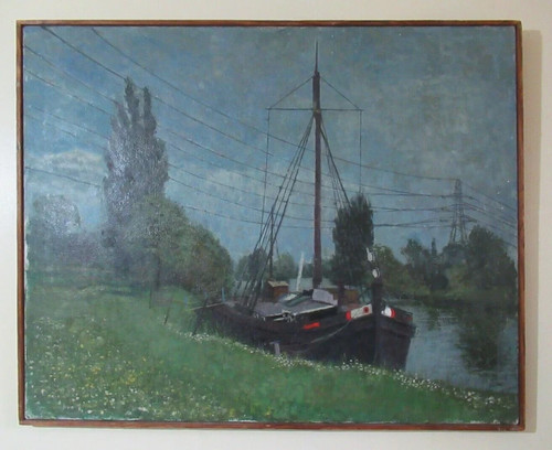 Large mid century barge river - century,