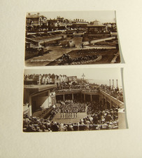 2 CLACTON ON SEA POSTCARDS SUNK GARDENS RP & NEW BAND PAVILION