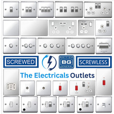 BG Polished Chrome Switches & Sockets Full Range Screwed Or Screwless Flatplate