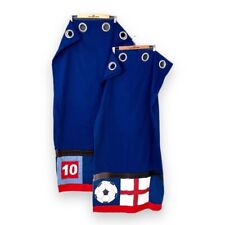 Next Boys Bedroom Blue Football Embroidered Eyelet Curtains 135x137cms 53x54"