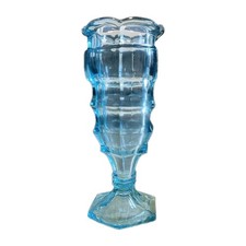 Art Deco George Davidson Pressed Glass Conical Vase In Blue C.1930s Lovely Item