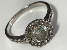Antique Georgian style sterling silver/clear stone cushion cut ring band size T