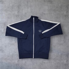 Fred Perry Jacket Boys Medium Blue Track Jacket Top Casual Full Zip Tracksuit
