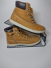 Timberland Groveton Wheat Tan Unisex Leather Lace Up &  Zip Youth Boots Size 3.5