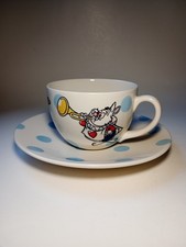 Cath Kidston Alice In Wonderland White Rabbit Blue Polka Dot Tea Cup & Saucer