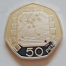 1992/1993 50p Dual Dated Proof Silver, Fifty Pence Coin.