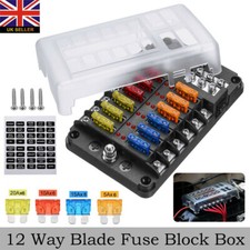 12 Way Blade Fuse Box Distribution Bar Bus Boat Car Kit Marine Holder 12V/32V UK