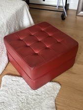 Vintage Red  Leather Ottoman