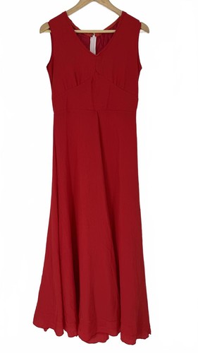 Red sleeveless maxi dress long - red,
