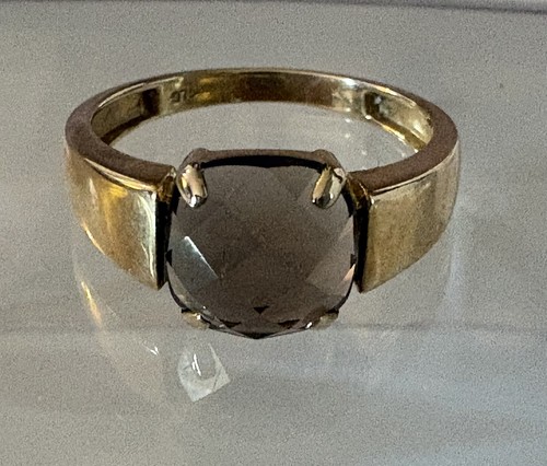 9ct gold smokey quartz - smokey,