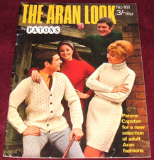 PATONS THE ARAN LOOK VINTAGE 1970s KNITTING PATTERN BOOK 161