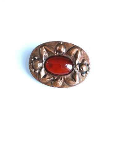 Vintage red glass cabochon - red,