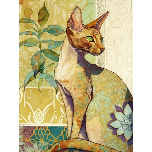 Oriental shorthair cat art - oriental,