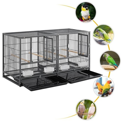 Wide bird cage divided - bird, breeder