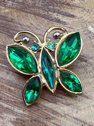 Vintage butterfly brooch green - butterfly,
