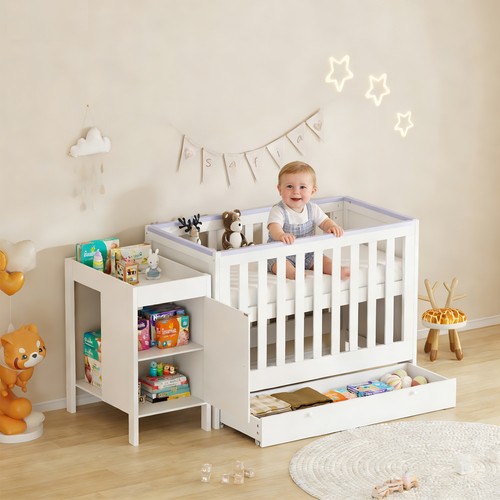 White baby cot - cot, crib