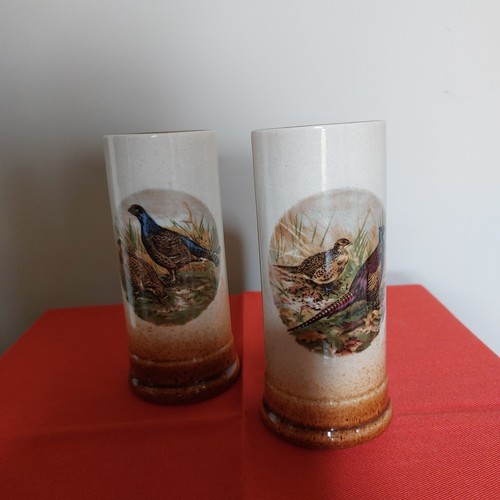 Pair glazed pottery bud - glazed, vases