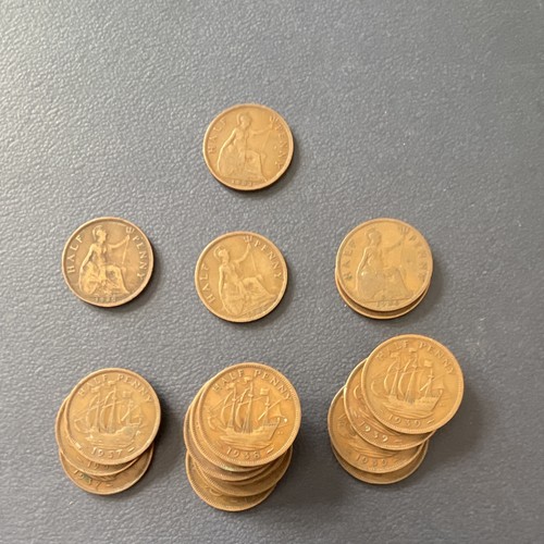 British halfpenny coins - british,