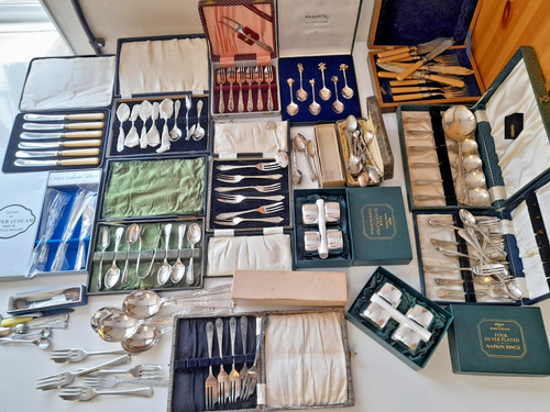 Silver plated cutlery job - plated, lot