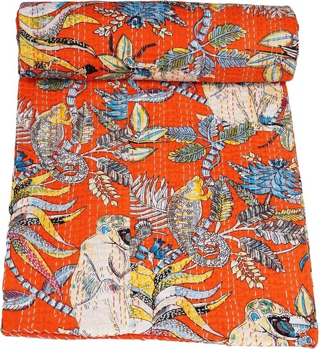 Queen orange monkey printed - queen,