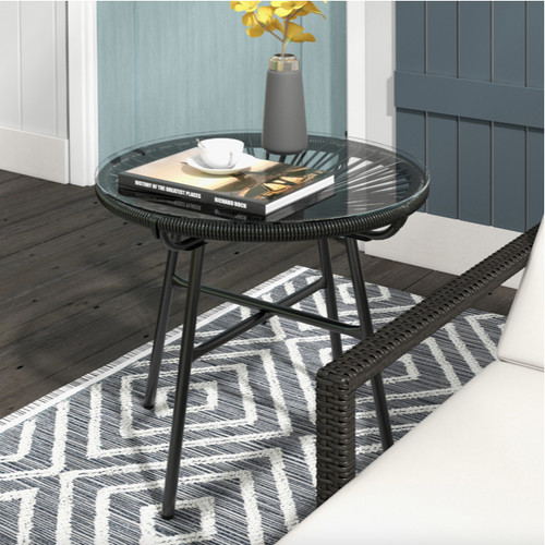 Rattan coffee table black - coffee,
