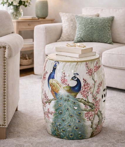 Bedside table ceramic peacock - table,