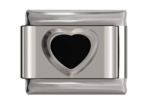 Black heart italian charm - italian,