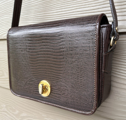 Vintage brown faux lizard - brown,