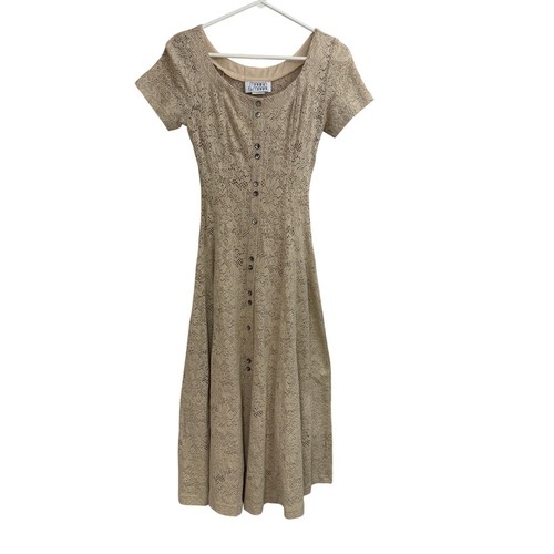 Vintage crochet dress - crochet, beige