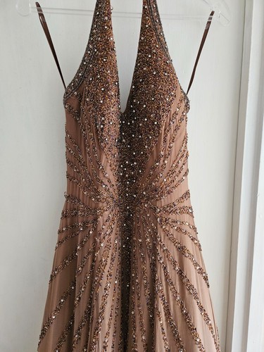 Beige brown beaded wedding - beaded,