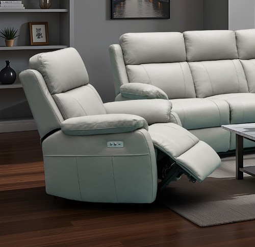 Grey italian leather seater - italian,
