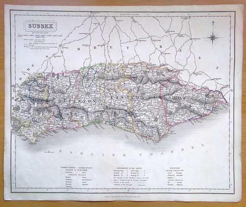 Antique map sussex c - antique,