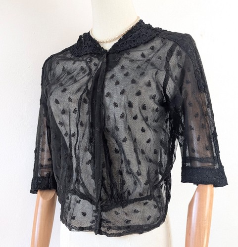 Antique edwardian black net - edwardian,