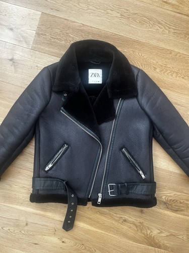 Zara aviator jacket - black, faux