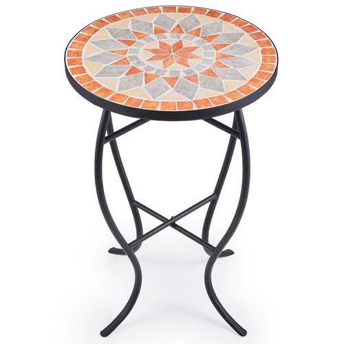 Round mosaic side table - side,
