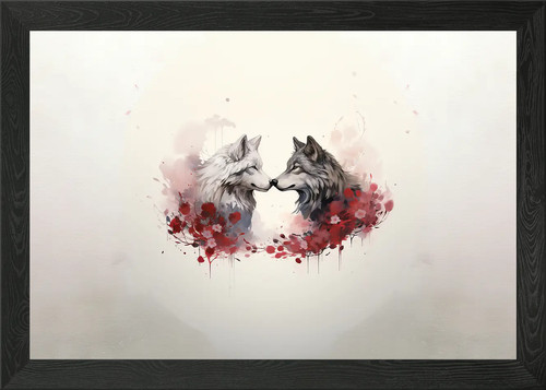 Wolf couple watercolor framed - couple,